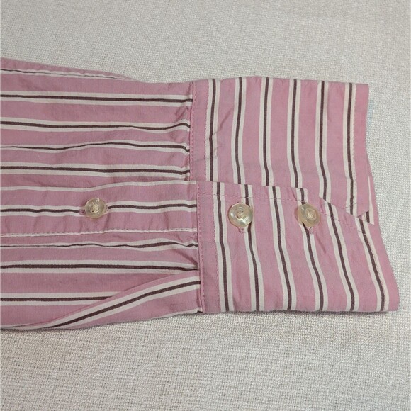 Hollister Shirt Men's Size Large Pink Stripe Button Up Long Sleeve Cotton Preppy - Picture 9 of 11
